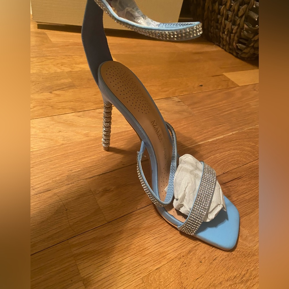 Baby blue studded heels